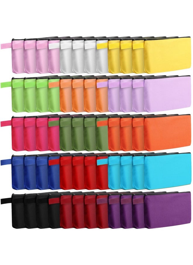 Reginary Reginary 60 Pieces Canvas Makeup Bags Bulk Cute Travel Cosmetic Pouch Multipurpose Blank Small Toiletry Bag DIY with Zipper for Travel Women Teens, 15 Colors(9.8 x 5 x 2 Inch)  - Image 1