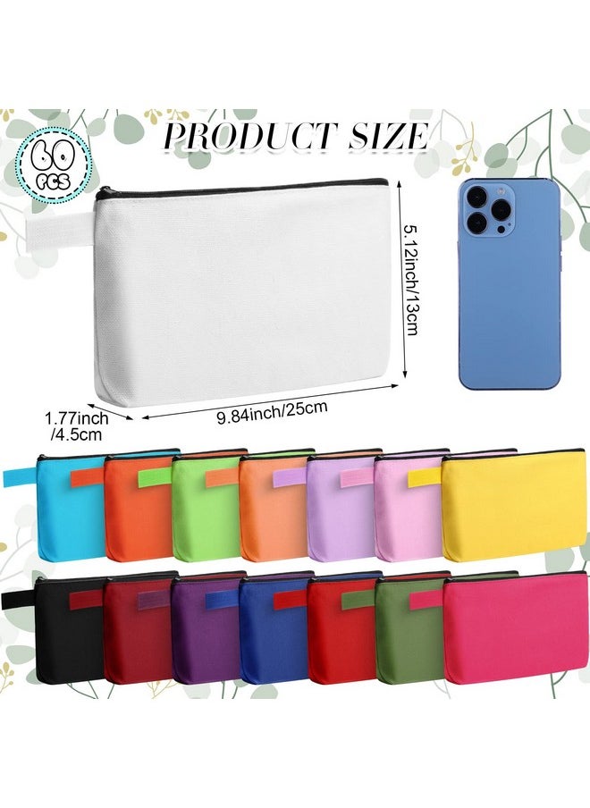 Reginary Reginary 60 Pieces Canvas Makeup Bags Bulk Cute Travel Cosmetic Pouch Multipurpose Blank Small Toiletry Bag DIY with Zipper for Travel Women Teens, 15 Colors(9.8 x 5 x 2 Inch)  - Image 2