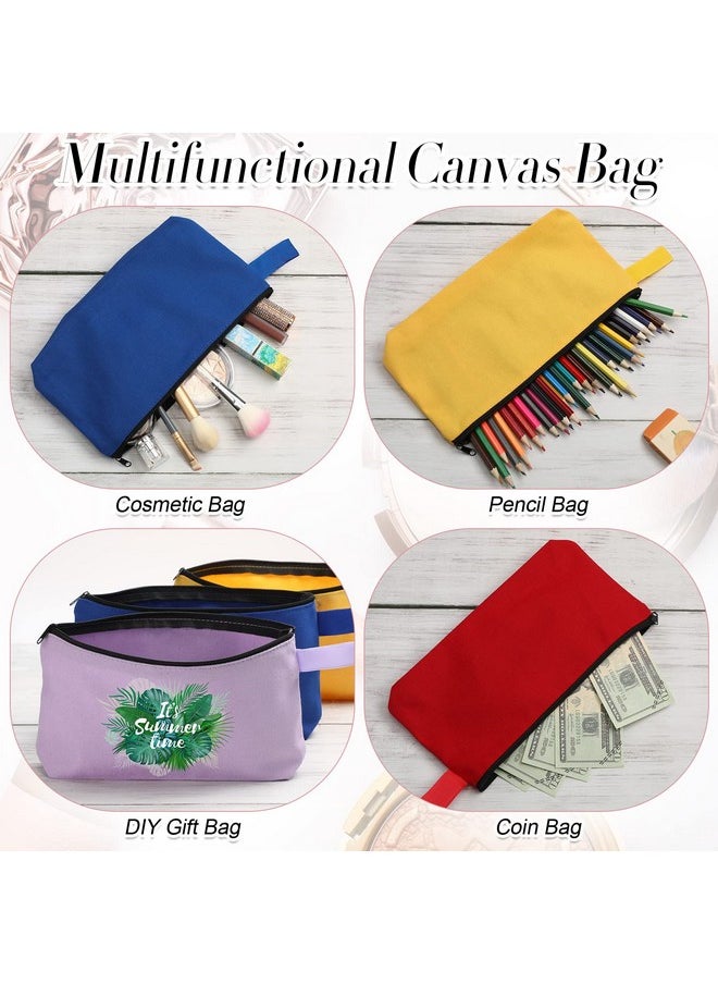 Reginary Reginary 60 Pieces Canvas Makeup Bags Bulk Cute Travel Cosmetic Pouch Multipurpose Blank Small Toiletry Bag DIY with Zipper for Travel Women Teens, 15 Colors(9.8 x 5 x 2 Inch)  - Image 5