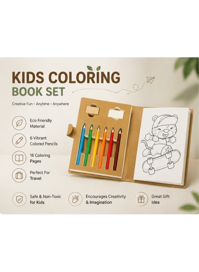 دا ارتفول بليند مجموعة تلوين ورسم فاخرة للأطفال – تتضمن كتاب تلوين، و6 أقلام تلوين خشبية، ومبراة، وممحاة – مجموعة أنشطة فنية إبداعية وتعليمية مناسبة للأولاد والبنات، وللاستخدام في المدرسة والمنزل وأثناء السفر - Image 1