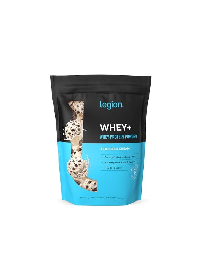 Legion Athletics Whey+ Whey Protein Powder, Cookies & Cream Flavor Grass Fed Whey Protein Isolate, Naturally Sweetened and Flavored, No Added Sugars, 78 Servings | Dietary Supplement | NET WT 2268 G / 80.0 OZ / 5.00 LBS - Image 1