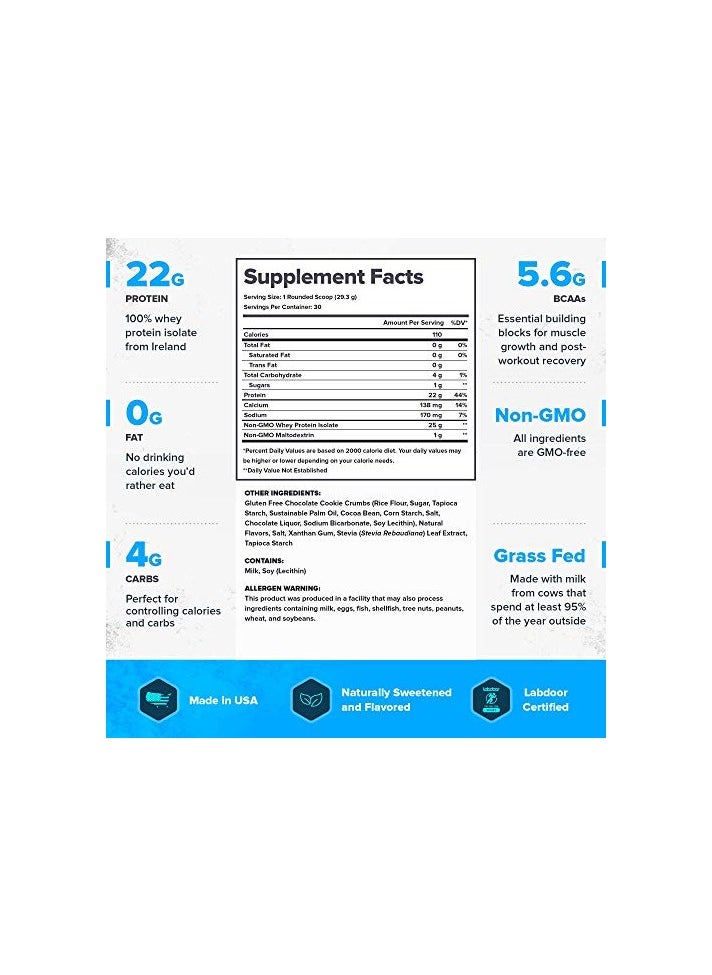 Legion Athletics - Whey+ Whey Protein Powder, Grass Fed Whey Protein Isolate, Naturally Sweetened and Flavored, No Added Sugars, 22 grams Per Serving, 2267.96grams, 78 Servings - Cookies & Cream - Image 1