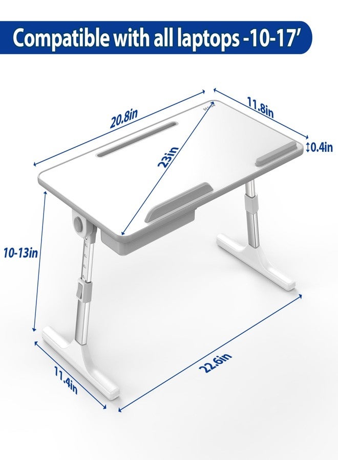 Besign LT05 Adjustable Laptop Table, Lap Desk, Portable Standing Bed Desk, Foldable Sofa Breakfast Tray, Notebook Computer Stand for Reading and Writing (White) - Image 5