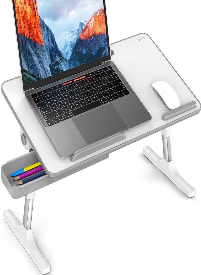 Besign LT05 Adjustable Laptop Table, Lap Desk, Portable Standing Bed Desk, Foldable Sofa Breakfast Tray, Notebook Computer Stand for Reading and Writing (White) - Image 1