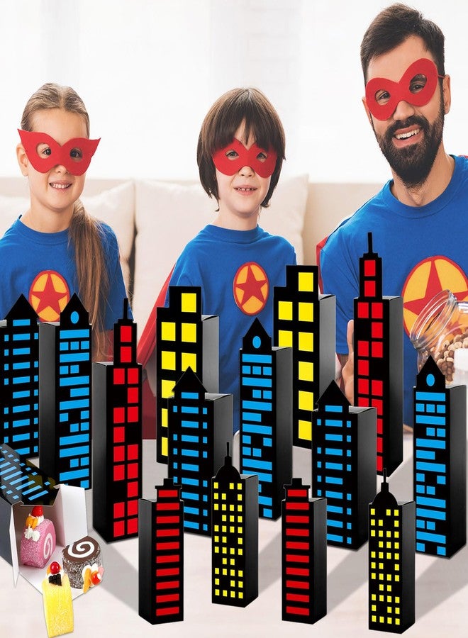 CHUNNIN 24Pcs Skyscraper City Party Favor Boxes for Super Themed Hero Party Decorations City Skyline Buildings Treat Boxes Super Themed Hero Party Candy Goodies Boxes for Boys Girls Birthday Party Supplies - Image 5