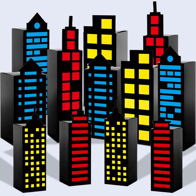 CHUNNIN 24Pcs Skyscraper City Party Favor Boxes for Super Themed Hero Party Decorations City Skyline Buildings Treat Boxes Super Themed Hero Party Candy Goodies Boxes for Boys Girls Birthday Party Supplies - Image 1