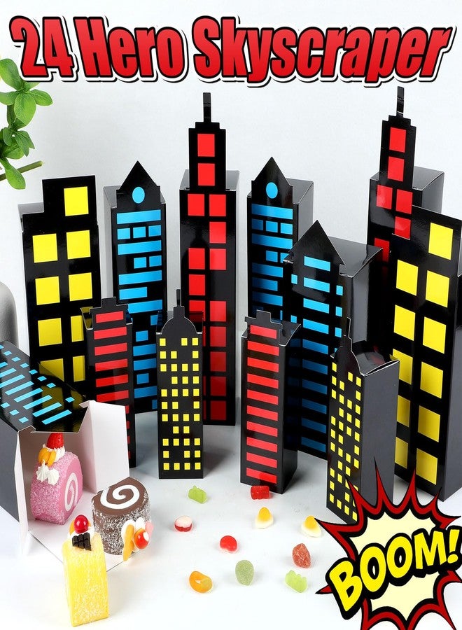 CHUNNIN 24Pcs Skyscraper City Party Favor Boxes for Super Themed Hero Party Decorations City Skyline Buildings Treat Boxes Super Themed Hero Party Candy Goodies Boxes for Boys Girls Birthday Party Supplies - Image 4