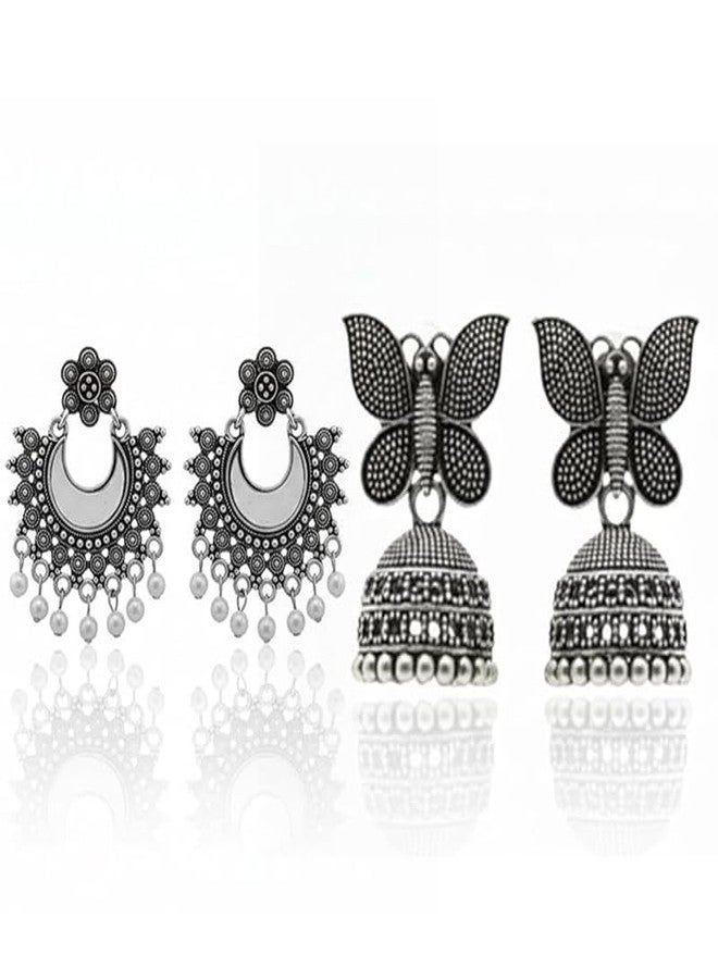 TUSAN Premium Jhumka Earrings for Women Combo of 2 | Lightweight Oxidised Ethnic Indian Earrings Set | Festive Jewellery Gift for Girls & Women. Combo 13 - Image 2