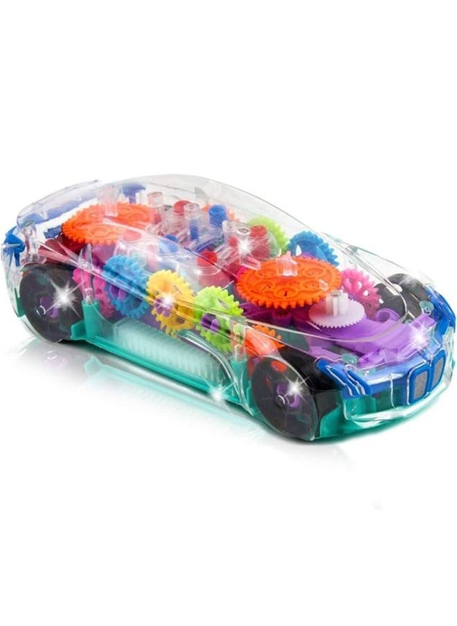 Racing Car Light Up Transparent Car Toy for Kids, Transparent Bump and Go Toy Car with Visible Colored Moving Gears, Music, and LED Effects, Fun Educational Toy for Kids, Great Birthday Gift Idea  - Image 1