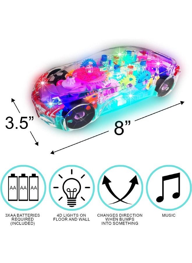 Racing Car Light Up Transparent Car Toy for Kids, Transparent Bump and Go Toy Car with Visible Colored Moving Gears, Music, and LED Effects, Fun Educational Toy for Kids, Great Birthday Gift Idea  - Image 2