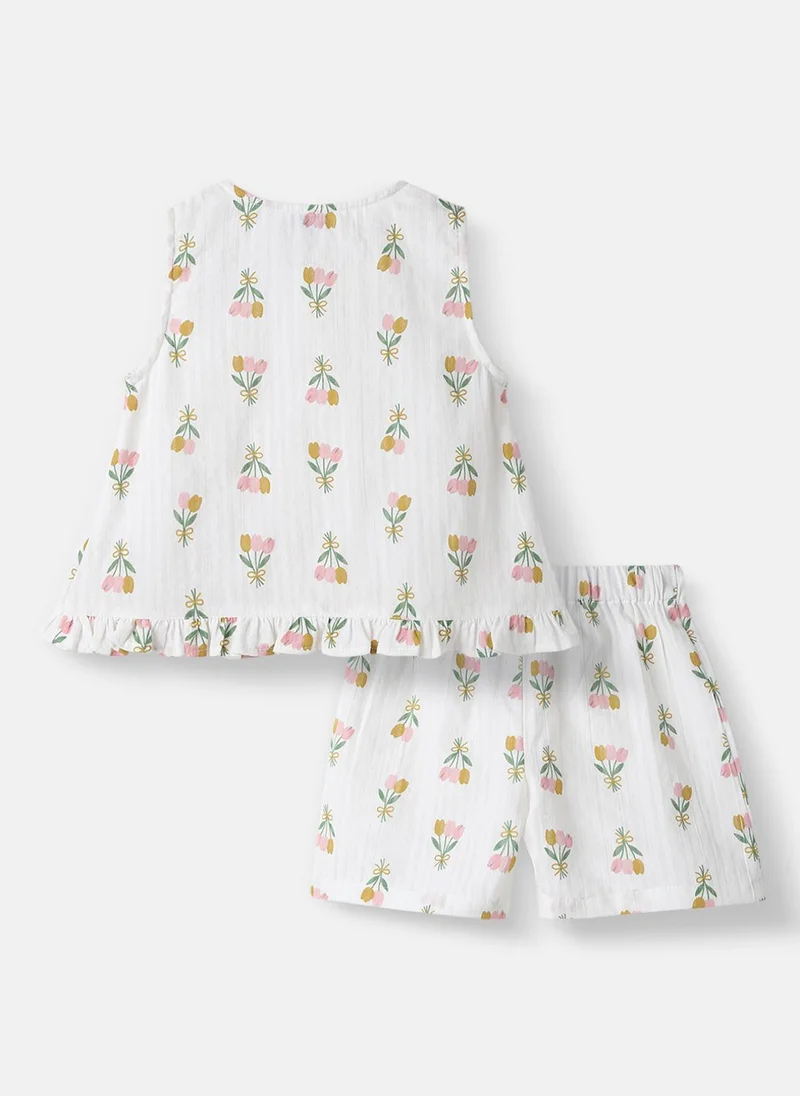 نوتيناتي Nautinati Infant Boys' Patterened Muslin Cotton Clothing Set of Top and Shorts