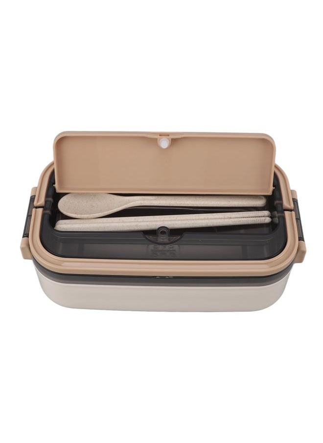 Thoraya 304 Stainless Steel Bento Box Adult Lunch Box Single Layer Microwave Safe Portable Split Bento Box for Students Office Workers Cream  - Image 4