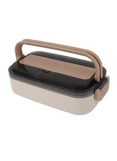 Thoraya 304 Stainless Steel Bento Box Adult Lunch Box Single Layer Microwave Safe Portable Split Bento Box for Students Office Workers Cream  - Image 3
