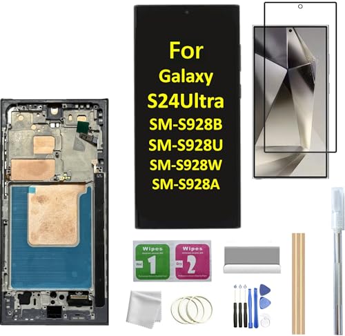 JMBTQ Galaxy S24 Ultra LCD Screen with Frame Replacement for Samsung Galaxy S24 Ultra SM-S928B SM-S928U SM-S928A LCD Screen Display Touch Digitizer with Frame+Tool (Black) - Image 1