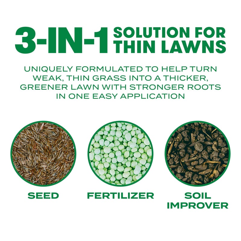Scotts Turf Builder Thick'R Lawn Sun and Shade, Combination Seed, Fertilizer and Soil Improver, Thickens Thin Grass, 12 lbs. - Image 2