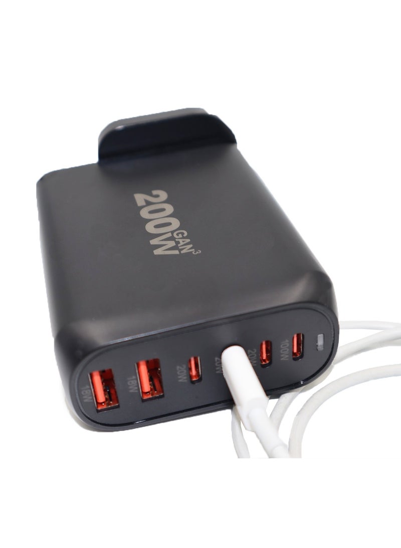 دولتري محول طاقة متعدد الوظائف 200 واط للشحن السريع للهواتف وأجهزة الكمبيوتر المحمولة والأجهزة اللوحية (أسود) - Image 4