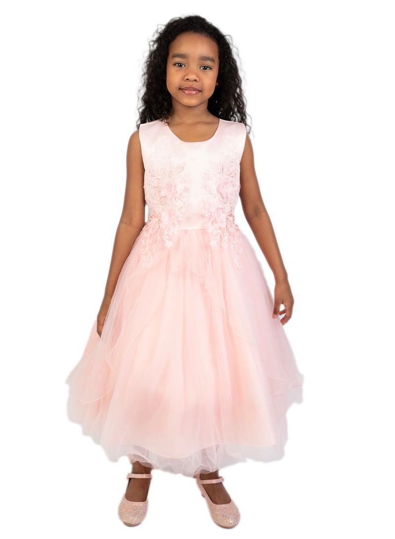 D'Daniela Floral Bodice Tulle Dress - Image 1