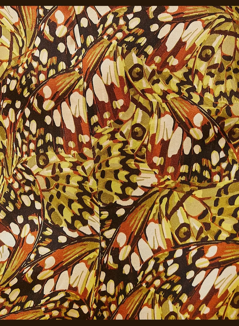 KOTON Tie Detail Cut Out Detail Patterned Jumpsuit