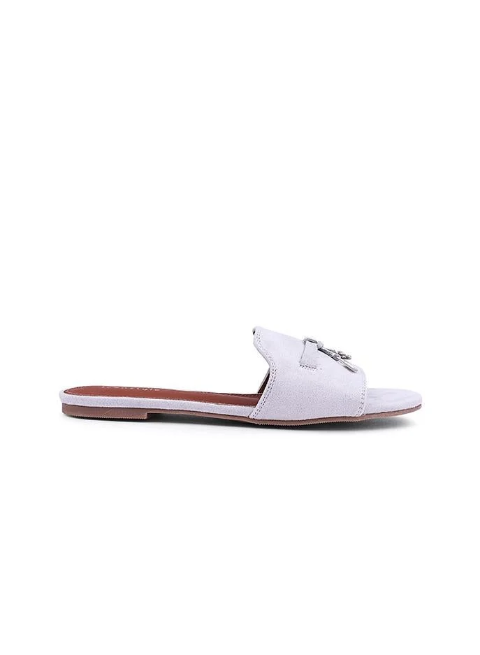 Croc-Embossed Flat Mules