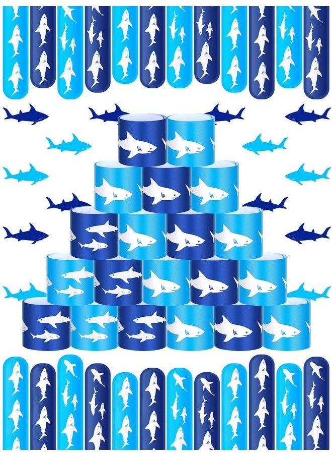 Zhanmai 24 Pieces Shark Slap Bracelets Shark Party Favors Under The Sea Slap Bracelets For Kids Shark Birthday Party Favors Supplies Gift Decorations  - Image 1