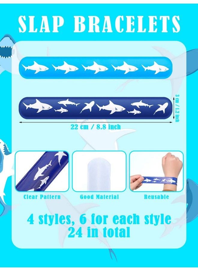 Zhanmai 24 Pieces Shark Slap Bracelets Shark Party Favors Under The Sea Slap Bracelets For Kids Shark Birthday Party Favors Supplies Gift Decorations  - Image 3