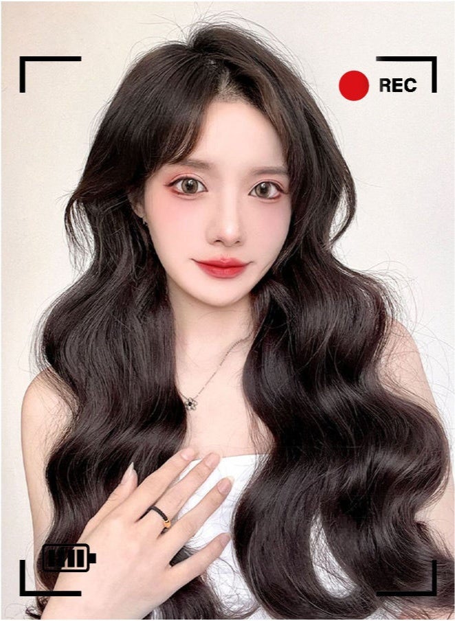 3Pcs Clip in Hair Extensions, Invisible Adjustable Long Curly Synthetic Heat Resistant Hairpieces for Women Girls, Brown Black, 60cm - Image 2