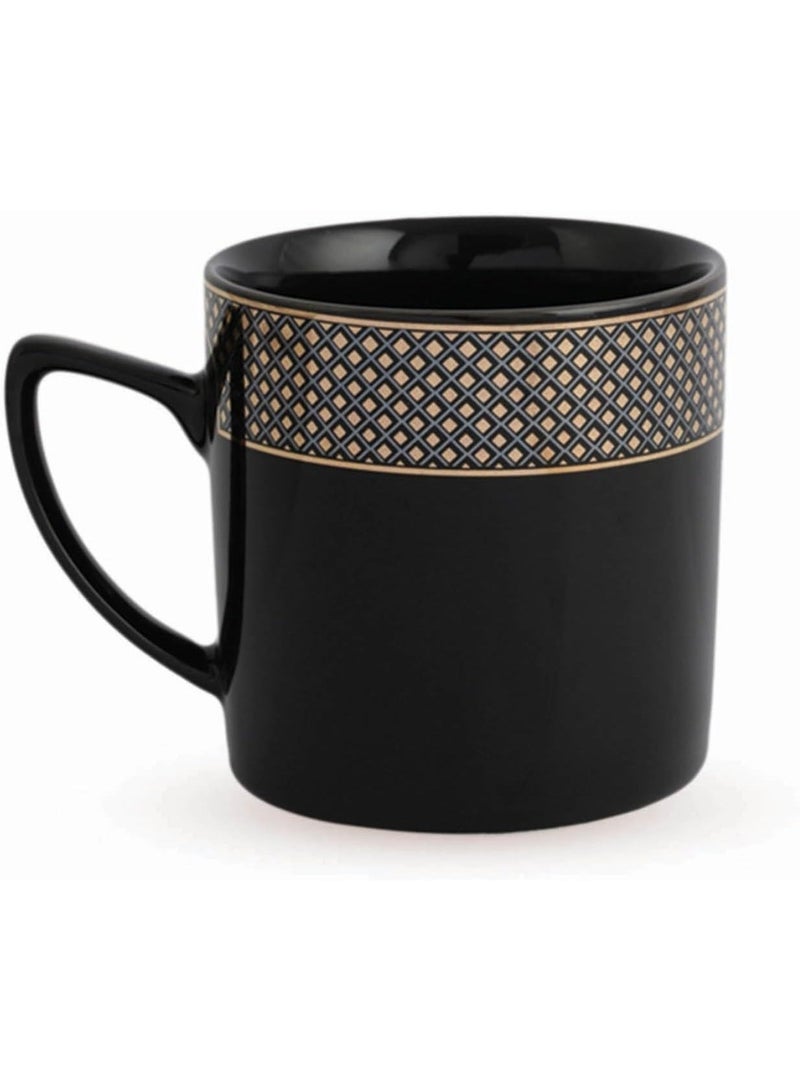Peggy Oliver Eureka Collection Coffee Mugs - Set of 6 | Black with a Geometric Pattern with Real Gold Plating | Elegant Set for Serving & Gifting - Image 2