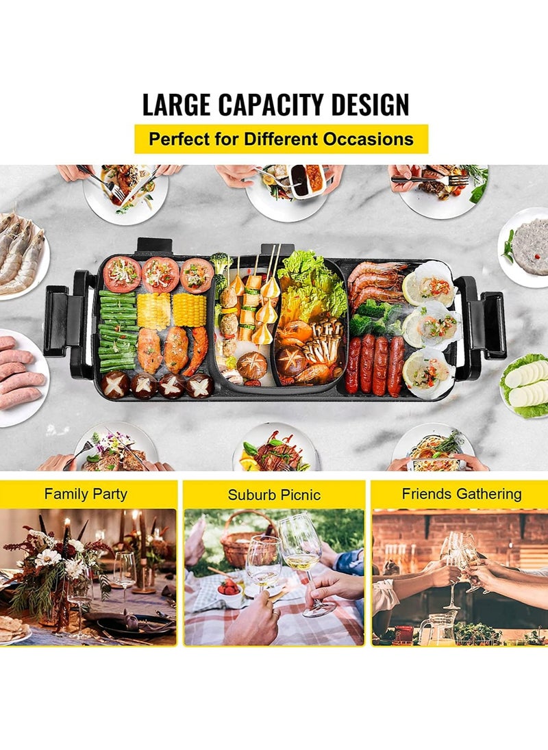 Generic - Korean Hot Pot Grill Combo Electric Shabu Shabu Hot Pot Grill with Divider Korean BBQ Grill Smokeless Non-Stick Pan Separate Dual Temperature Control 1-8 People Gathering Smookless 220V 2000W - Image 1