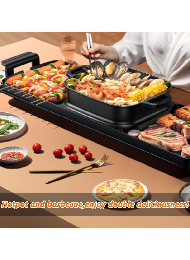 Generic - Korean Hot Pot Grill Combo Electric Shabu Shabu Hot Pot Grill with Divider Korean BBQ Grill Smokeless Non-Stick Pan Separate Dual Temperature Control 1-8 People Gathering Smookless 220V 2000W - Image 1