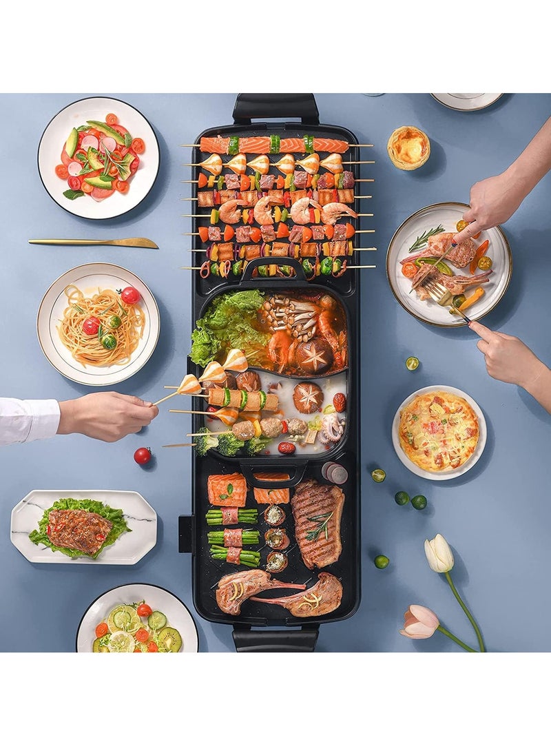 Generic - Korean Hot Pot Grill Combo Electric Shabu Shabu Hot Pot Grill with Divider Korean BBQ Grill Smokeless Non-Stick Pan Separate Dual Temperature Control 1-8 People Gathering Smookless 220V 2000W - Image 1