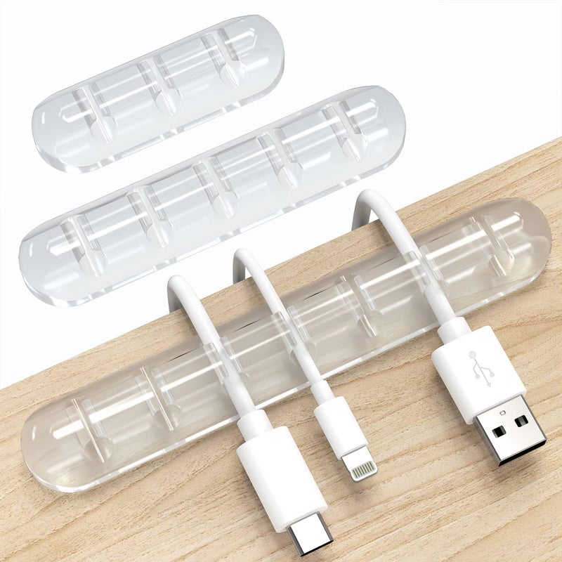 INCHOR Cord Organizer, Clear Cable Organizer Cord Holder, Wire Organizer USB Cable Management Cord Keeper, 3 Packs Cable Clips for Car Home and Office (7, 5, 3 Slots) - Image 1