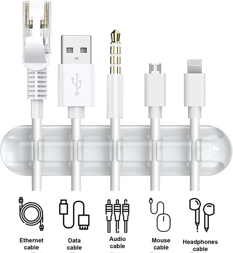 INCHOR Cord Organizer, Clear Cable Organizer Cord Holder, Wire Organizer USB Cable Management Cord Keeper, 3 Packs Cable Clips for Car Home and Office (7, 5, 3 Slots) - Image 3