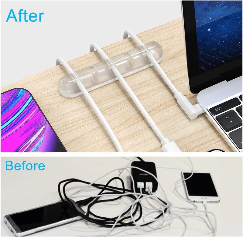 INCHOR Cord Organizer, Clear Cable Organizer Cord Holder, Wire Organizer USB Cable Management Cord Keeper, 3 Packs Cable Clips for Car Home and Office (7, 5, 3 Slots) - Image 2