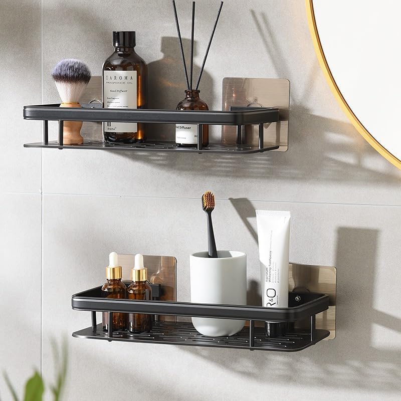 TPJ Mart Self-Adhesive Heavy Duty Metal Bathroom Storage Corner Rack, Shelf Organizer, Shampoo Holder for Bathroom Without Drill (Pack of 1) - Image 4