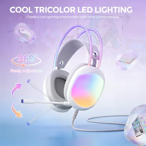 MARVO Headset with Mic, RGB Wired Gaming Headset with Surround Sound, Noise Canceling Gaming Headphones for PC, PS5/PS4, Laptop, Mac, Nintendo- HG8959 - Image 3
