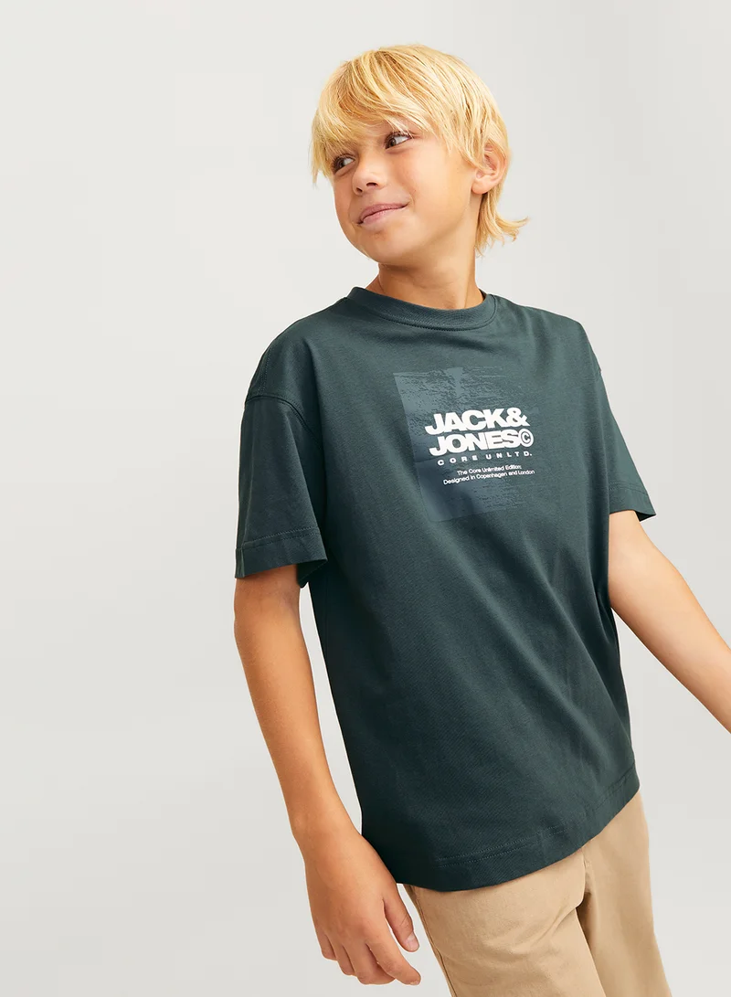 Jack & Jones Junior Kids Logo Print Crew Neck T-Shirt