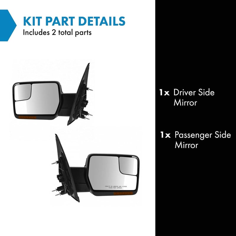 TRQ Driver & Passenger Side Mirror Set for 2004-2008 Ford F-150 & 2006-2008 Lincoln Mark LT - Image 2