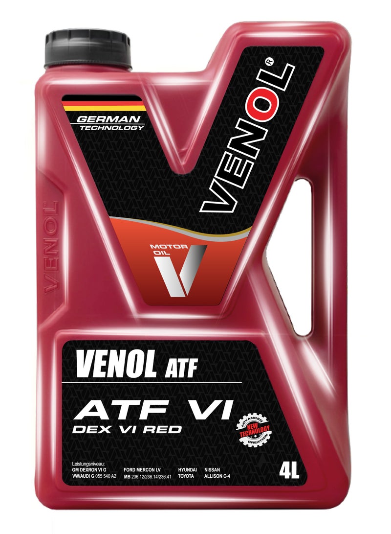 Venol Motor Oil VENOL ATF DEX VI RED – Full Synthetic Automatic Transmission Fluid – 4 Liters - Image 1