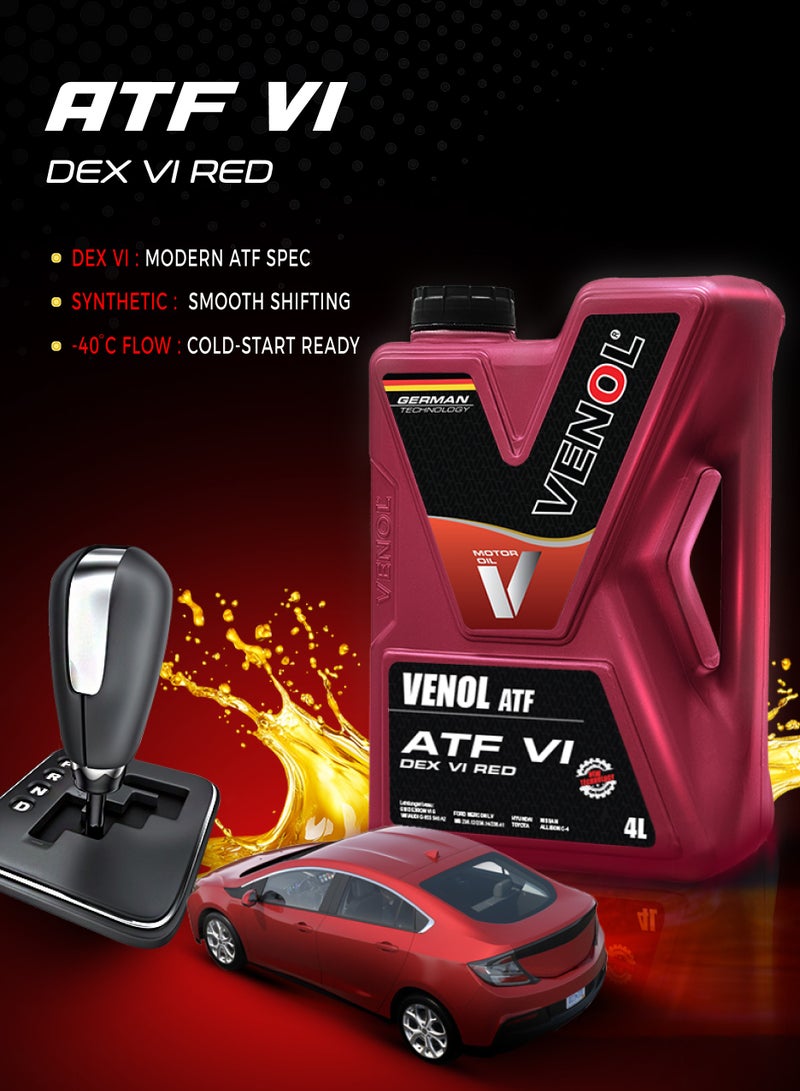 Venol Motor Oil VENOL ATF DEX VI RED – Full Synthetic Automatic Transmission Fluid – 4 Liters - Image 2