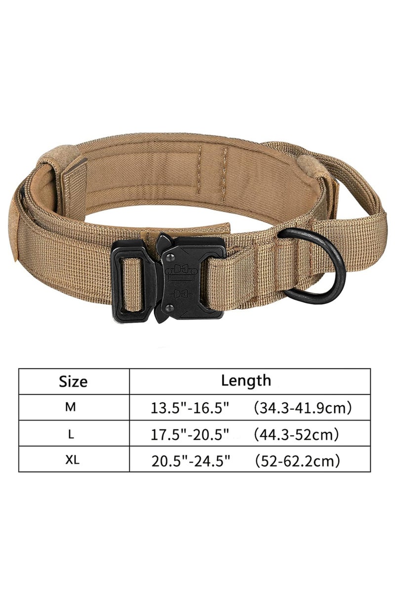 erorex M Dark Khaki Tactical Dog Collar, Adjustable Military Training Nylon Dog Collar with Control Handle