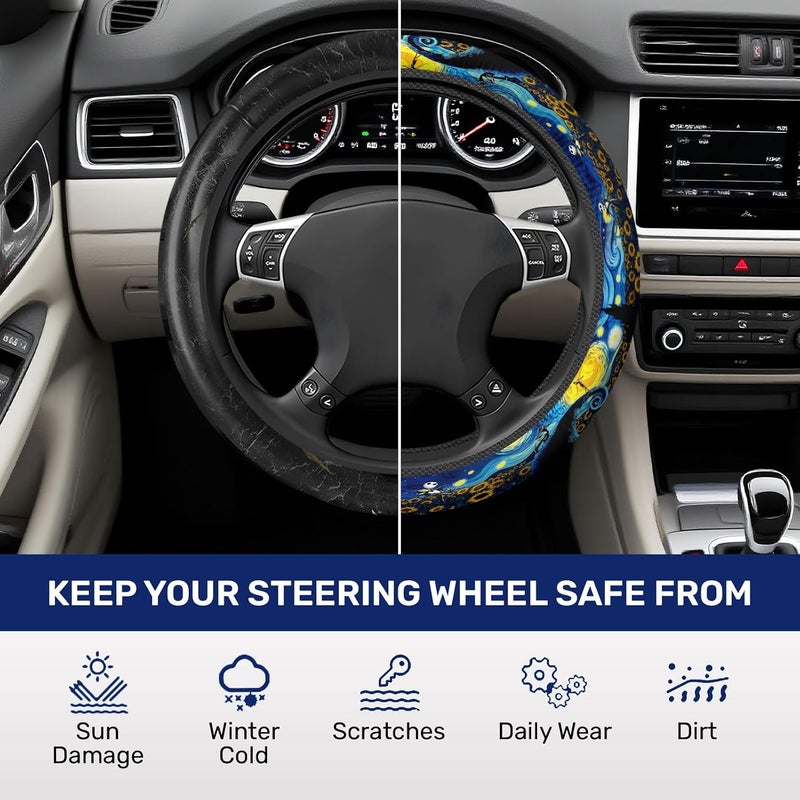 GENANY Horror Steering Wheel Cover, Non-Slip Neoprene Wheel Grip, Breathable Driver Wheel Protector, Sweat-Absorbing Car Accessories, Gifts, Decor - Image 5