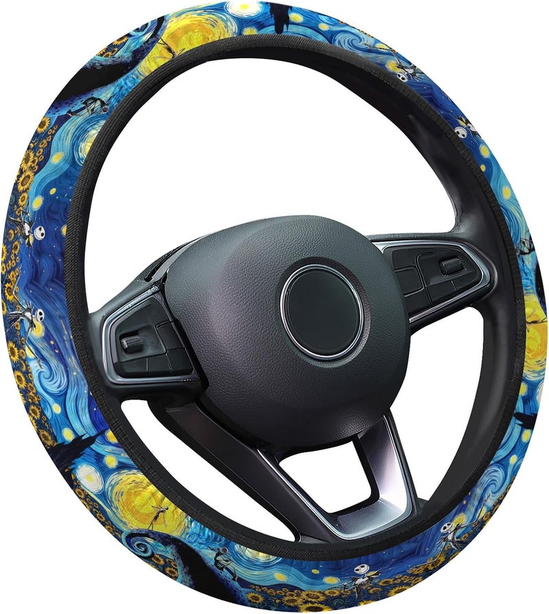 GENANY Horror Steering Wheel Cover, Non-Slip Neoprene Wheel Grip, Breathable Driver Wheel Protector, Sweat-Absorbing Car Accessories, Gifts, Decor - Image 1