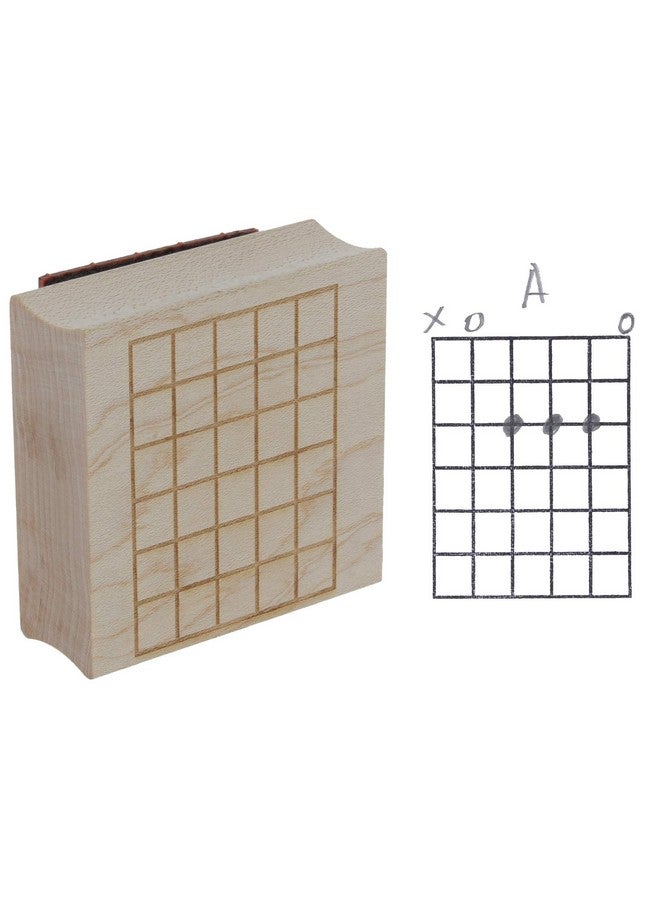 ExcelMark Wooden Rubber Stamp 5 Frets Guitar Chord Chart - Image 1