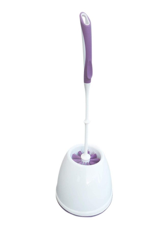 YORK Premium Plastic Round Toilet Brush with Round Holder Flex - Wall Mounted no-drip Set Toilet Bowl Cleaner Brush | Non-Slip Long Handle Toilet Brush (Purple) - Image 1