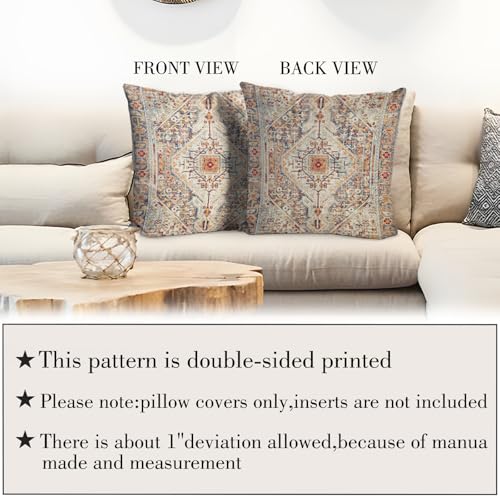 BUAEL Boho Throw Pillow Covers 24x24 inch Set of 2,Boho Vintage Carpet Pattern Antique Ethnic Decor Double Sided Pattern Cushion Cover Soft Pillow Case Living Sofa Room Bed Square Pillow Cover - Image 3
