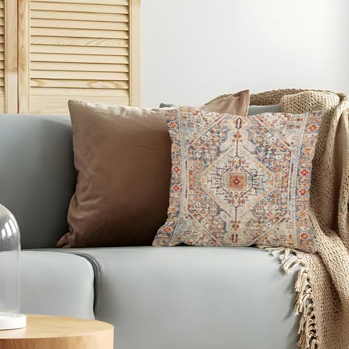 BUAEL Boho Throw Pillow Covers 24x24 inch Set of 2,Boho Vintage Carpet Pattern Antique Ethnic Decor Double Sided Pattern Cushion Cover Soft Pillow Case Living Sofa Room Bed Square Pillow Cover - Image 5