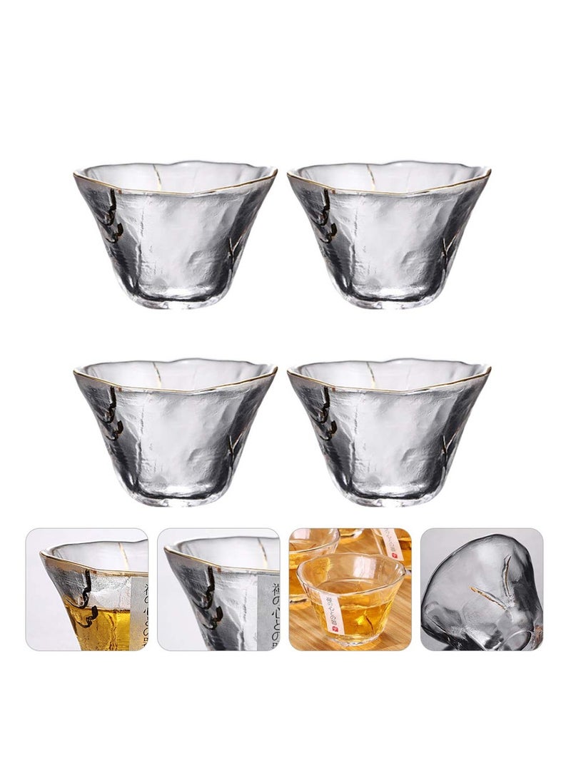 SYOSI Glass Sake Cups Heat Resistant Tea Cup Elegant Sake Shot Cups Serving Healthy and Transparent Glass Material Ideal for Cold Sake Tea Various Beverages Great for Parties and Weddings 4Pcs - Image 2