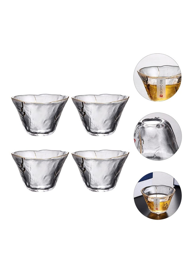 SYOSI Glass Sake Cups Heat Resistant Tea Cup Elegant Sake Shot Cups Serving Healthy and Transparent Glass Material Ideal for Cold Sake Tea Various Beverages Great for Parties and Weddings 4Pcs - Image 1