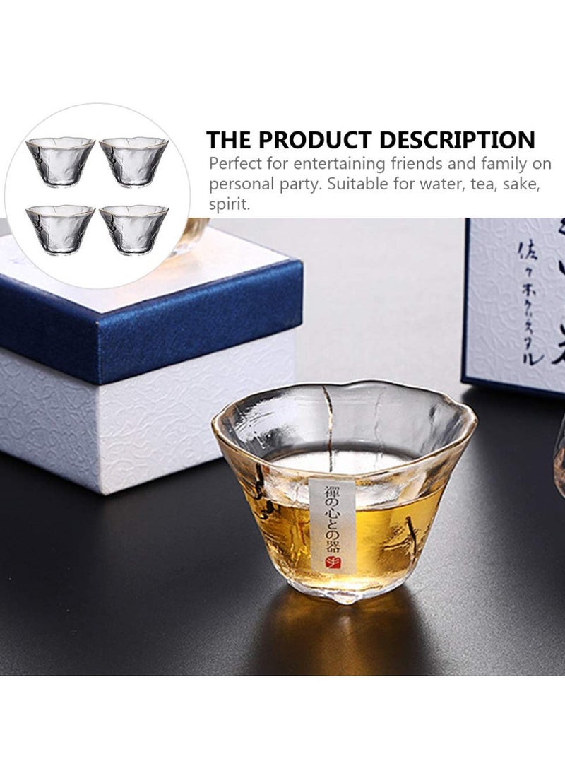 SYOSI Glass Sake Cups Heat Resistant Tea Cup Elegant Sake Shot Cups Serving Healthy and Transparent Glass Material Ideal for Cold Sake Tea Various Beverages Great for Parties and Weddings 4Pcs - Image 5