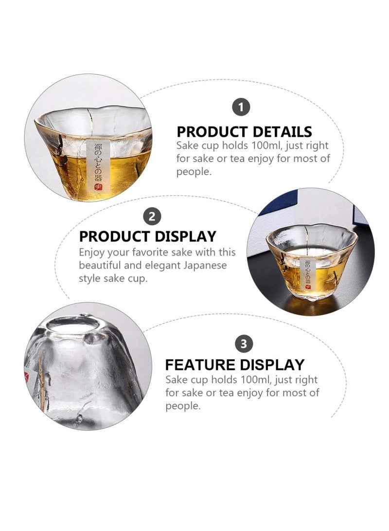 SYOSI Glass Sake Cups Heat Resistant Tea Cup Elegant Sake Shot Cups Serving Healthy and Transparent Glass Material Ideal for Cold Sake Tea Various Beverages Great for Parties and Weddings 4Pcs - Image 4